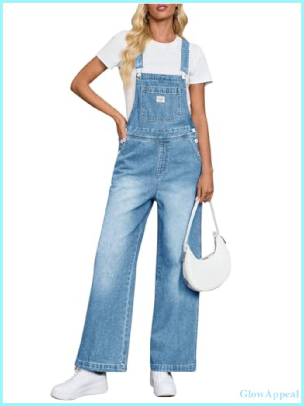 Women's Denim Bib Overalls Casual Baggy Jumpsuit with Pockets Cotton Loose Fit